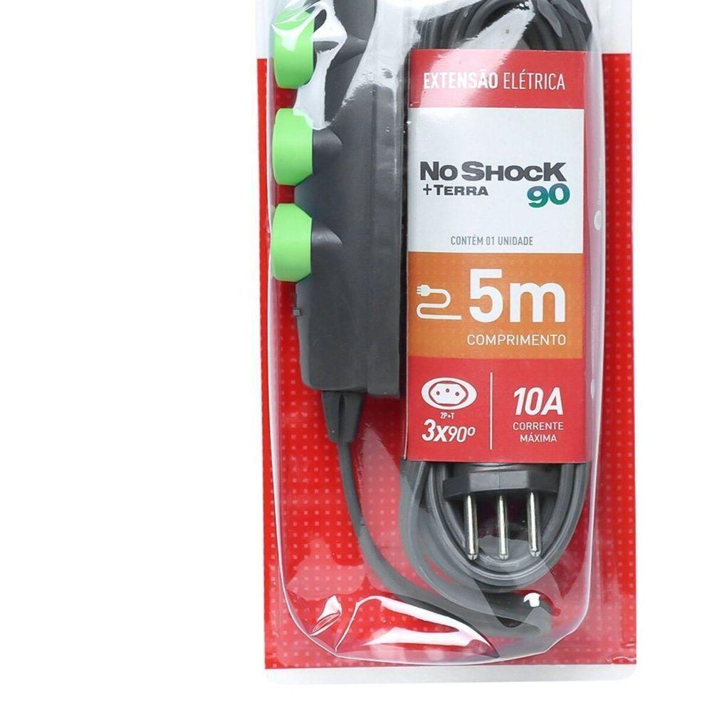 Extensao Noshock 90 Pp 3x0,75 2p+t 10a Grafite 5 Metros Dn1908 - 3
