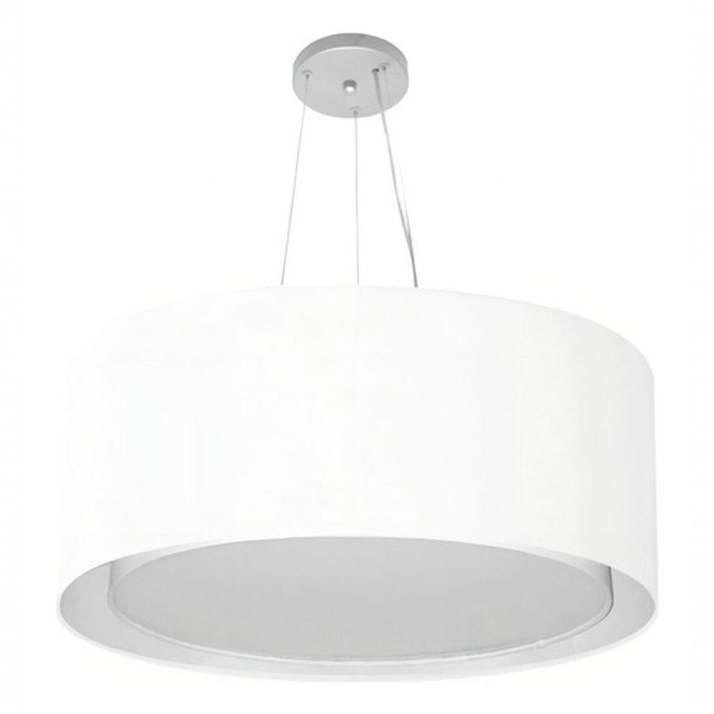Lustre Pendente Cilíndrico Duplo Md-4303 Cúpula Em Tecido 70x30cm Branco - Bivolt - 3
