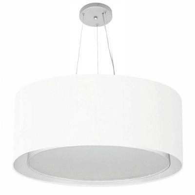 Lustre Pendente Cilíndrico Duplo Md-4303 Cúpula Em Tecido 70x30cm Branco - Bivolt