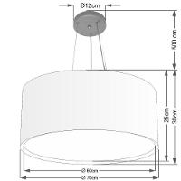 Lustre Pendente Cilíndrico Duplo Md-4303 Cúpula Em Tecido 70x30cm Branco - Bivolt - 2