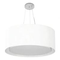 Lustre Pendente Cilíndrico Duplo Md-4303 Cúpula Em Tecido 70x30cm Branco - Bivolt - 3