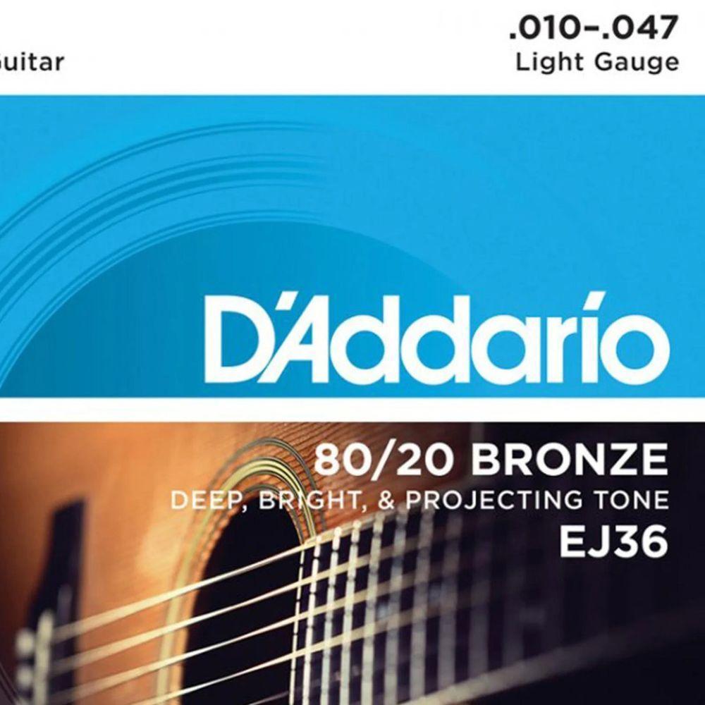 Encordoamento Violão 12 Cordas Aco Ej36 010 80-20 Bronze D Addario - 2