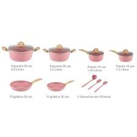 Conjunto Panelas Flamingo 9pcs Indução Casa Ambiente Rosa - 2