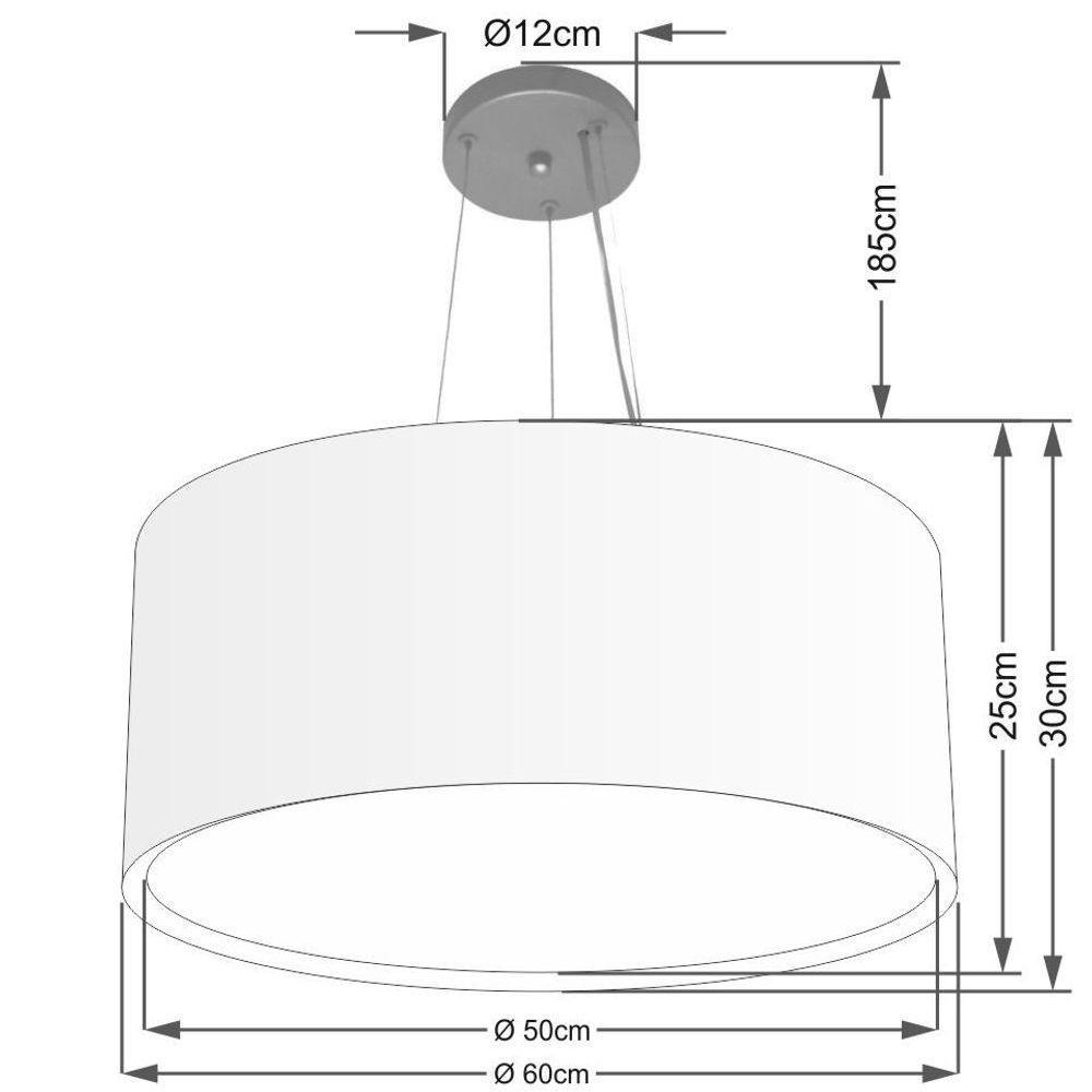 Lustre Pendente Cilíndrico Duplo Vivare Md-4302 Cúpula Em Tecido 60x30cm - Bivolt Linho Bege 127/220v - 2