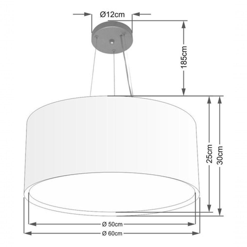 Lustre Pendente Cilíndrico Duplo Vivare Md-4302 Cúpula Em Tecido 60x30cm - Bivolt Linho Bege 127/220v - 4
