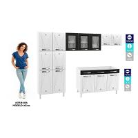 Cozinha De Aço Completa Com Balcão Para Pia Branco preto - 6