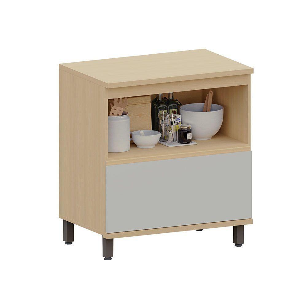 Balcão De Cozinha 80cm 1 Pt 1 Gav Tampo Aura Luciane Móveis Carvalho/cinza Cristal - 2