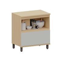 Balcão De Cozinha 80cm 1 Pt 1 Gav Tampo Aura Luciane Móveis Carvalho/cinza Cristal - 2