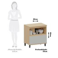 Balcão De Cozinha 80cm 1 Pt 1 Gav Tampo Aura Luciane Móveis Carvalho/cinza Cristal - 3