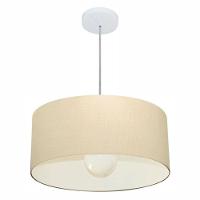 Lustre Pendente Cilíndrico Free Lux Para Mesa De Jantar, Sala, Quarto, Churrasqueira E Balcão. Algodão-crú Tam: 50x21cm - 1