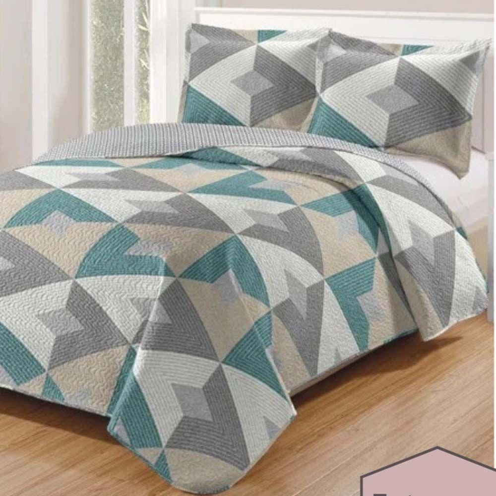 Kit Cobre Leito Colcha Daily Casal 3 Peças Dupla Face Estampado - Modelo 63 - 100% Poliéster - 1