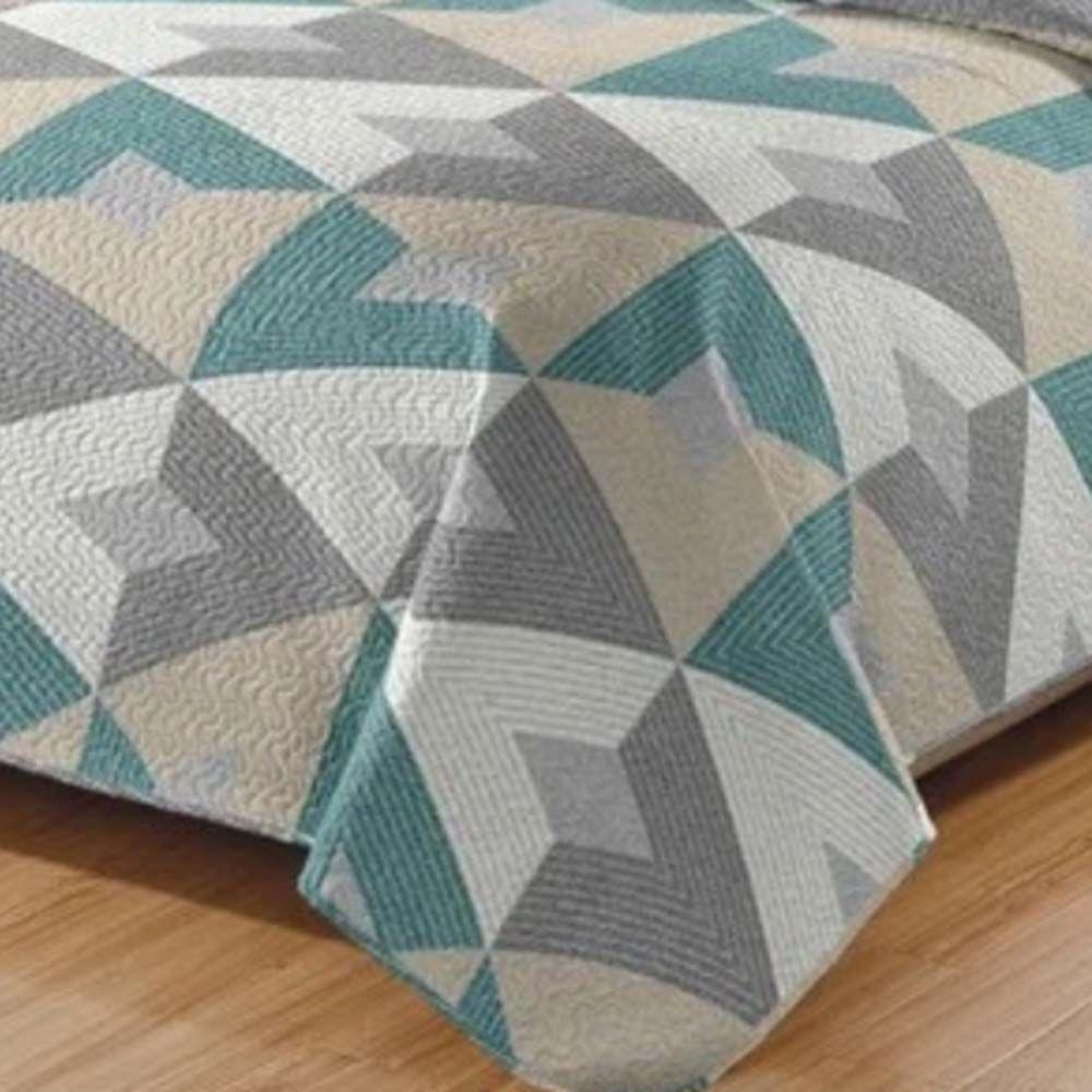 Kit Cobre Leito Colcha Daily Casal 3 Peças Dupla Face Estampado - Modelo 63 - 100% Poliéster - 3