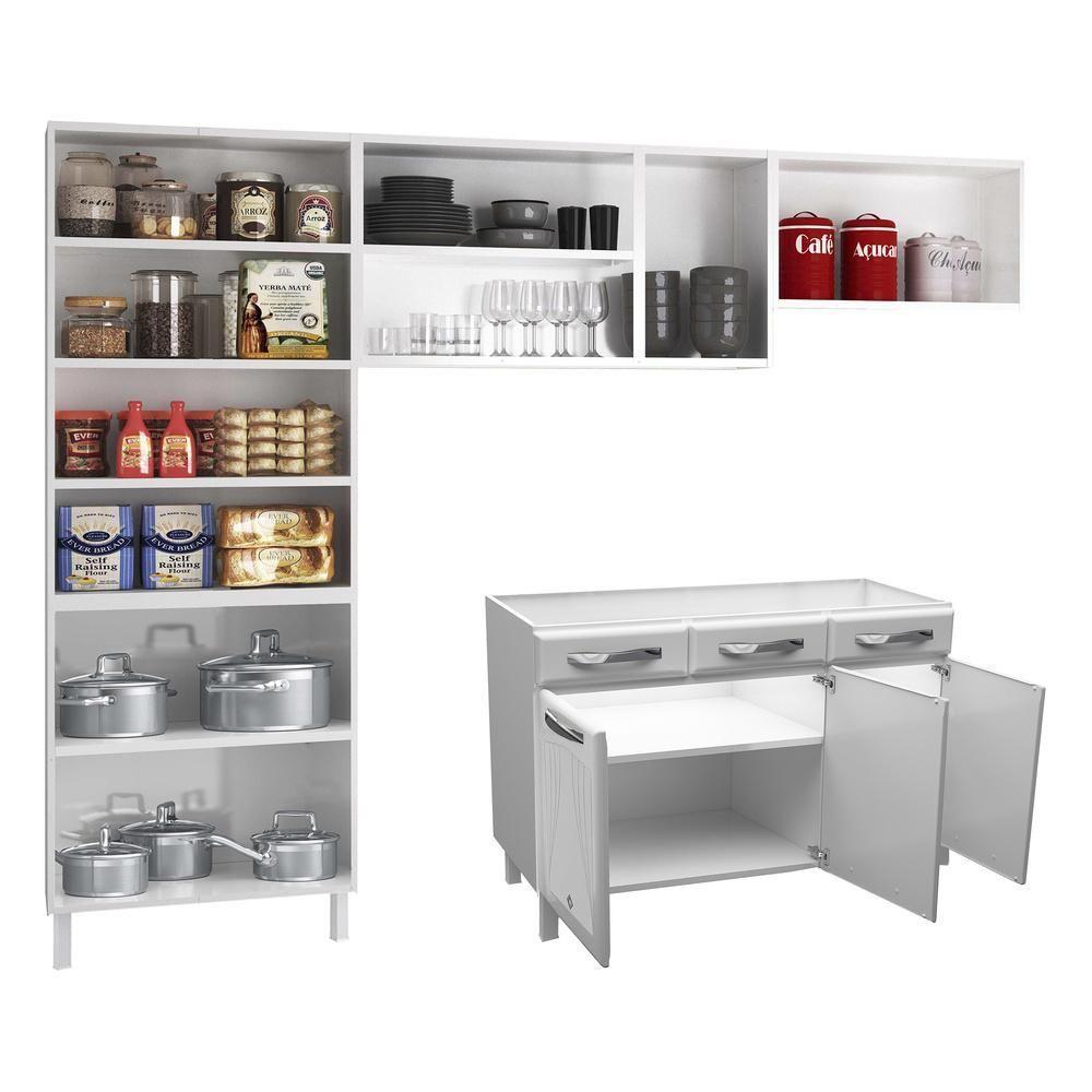 Cozinha De Aço Completa Com Balcão Para Pia Branco - 4