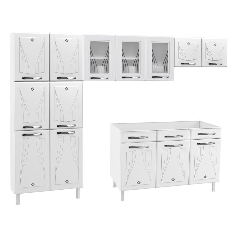 Cozinha De Aço Completa Com Balcão Para Pia Branco - 7