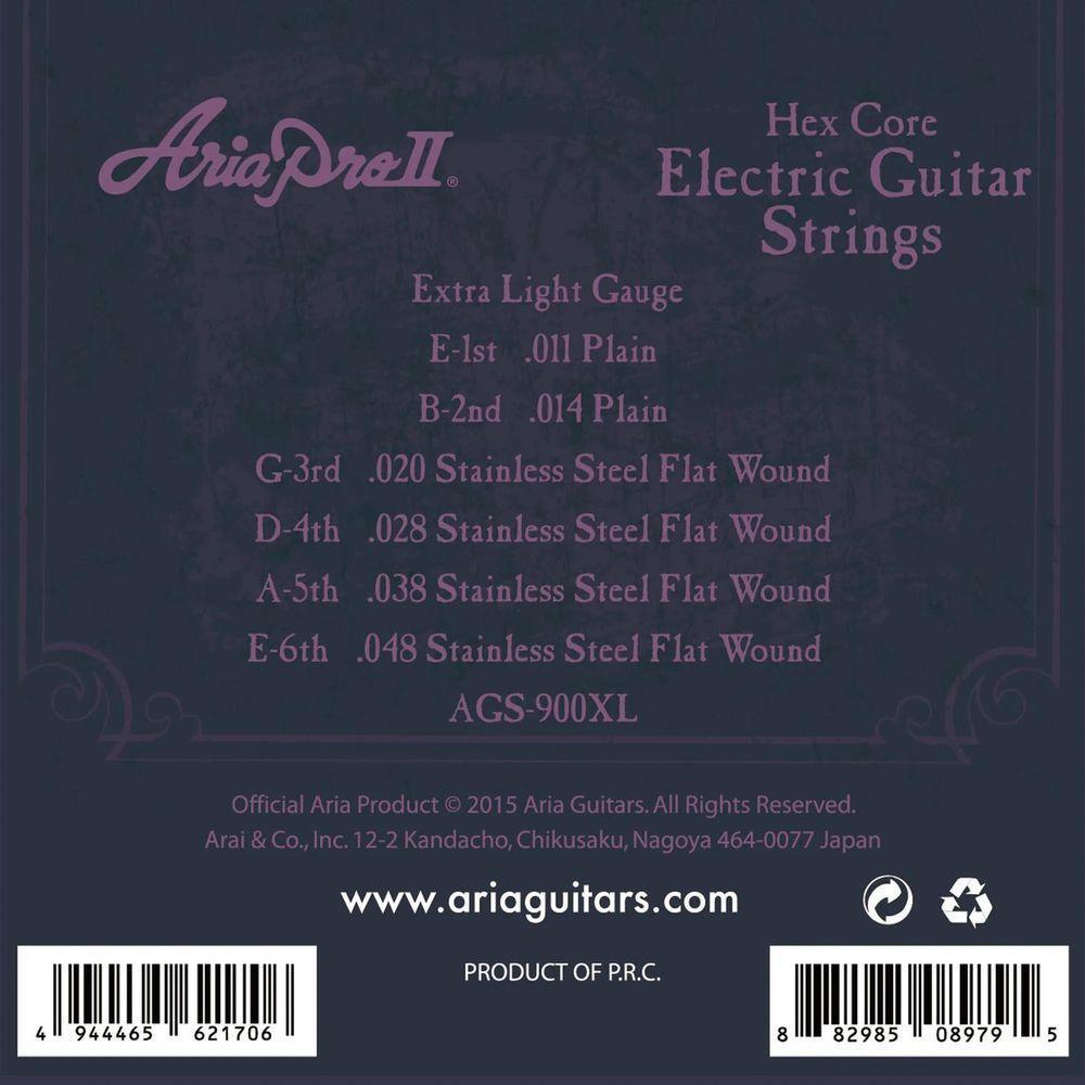 Encordoamento Para Guitarra Extra Leve Flatw .011 Ags900xl Aria Pro Ii - 2