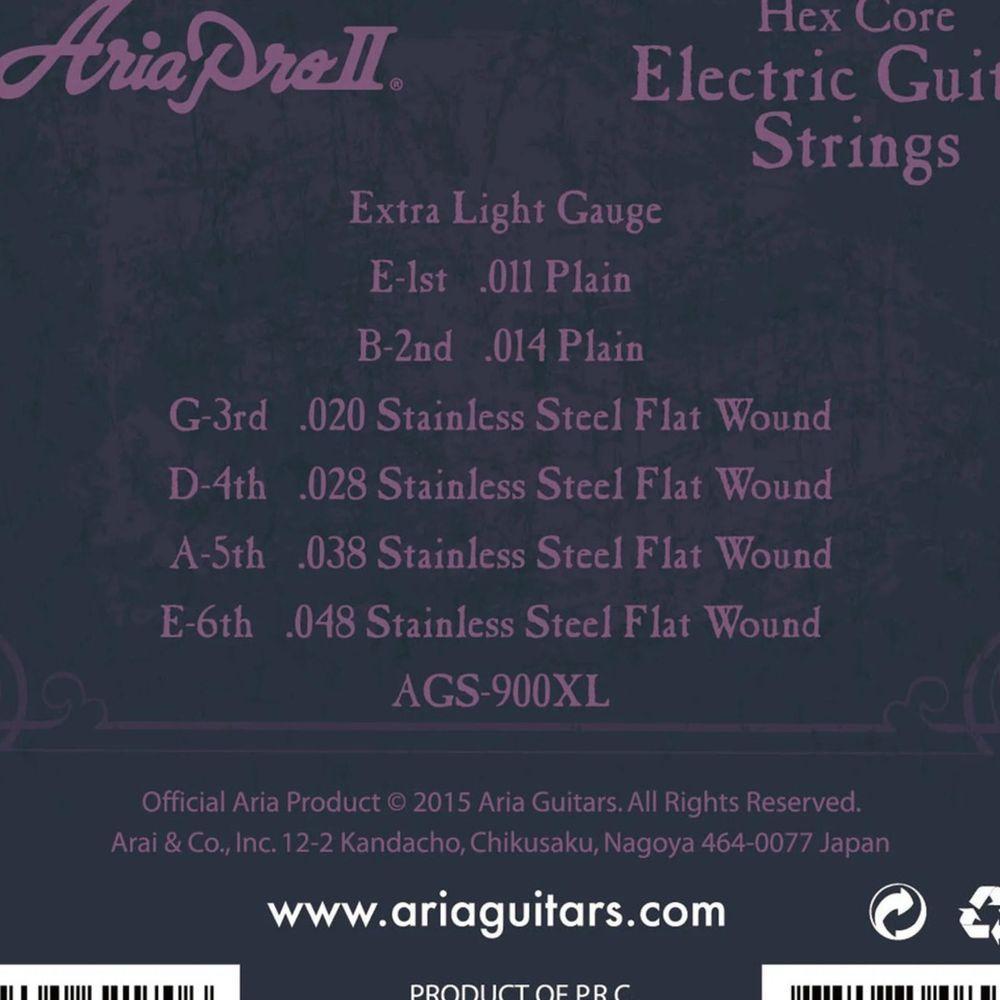 Encordoamento Para Guitarra Extra Leve Flatw .011 Ags900xl Aria Pro Ii - 3