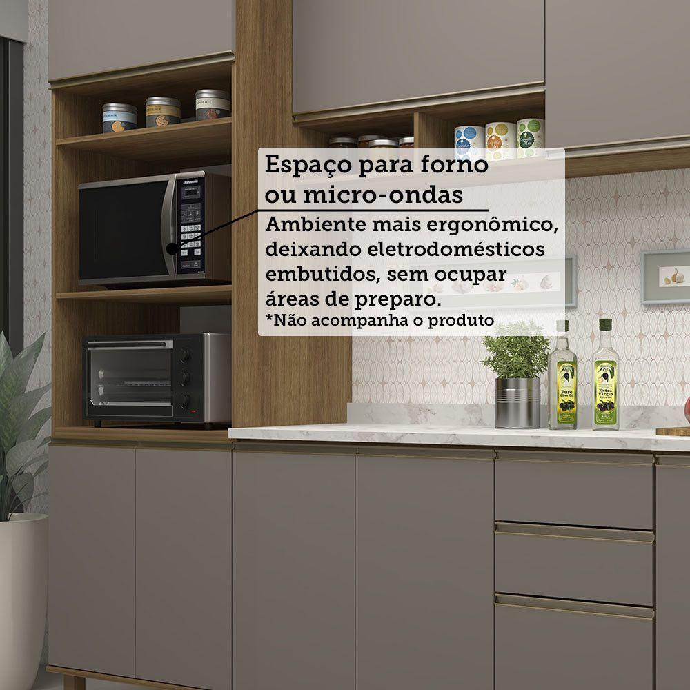 Cozinha Modulada Compacta 5 Peças Com Tampo E Espaço Para Fo Avelã/fumê - 4