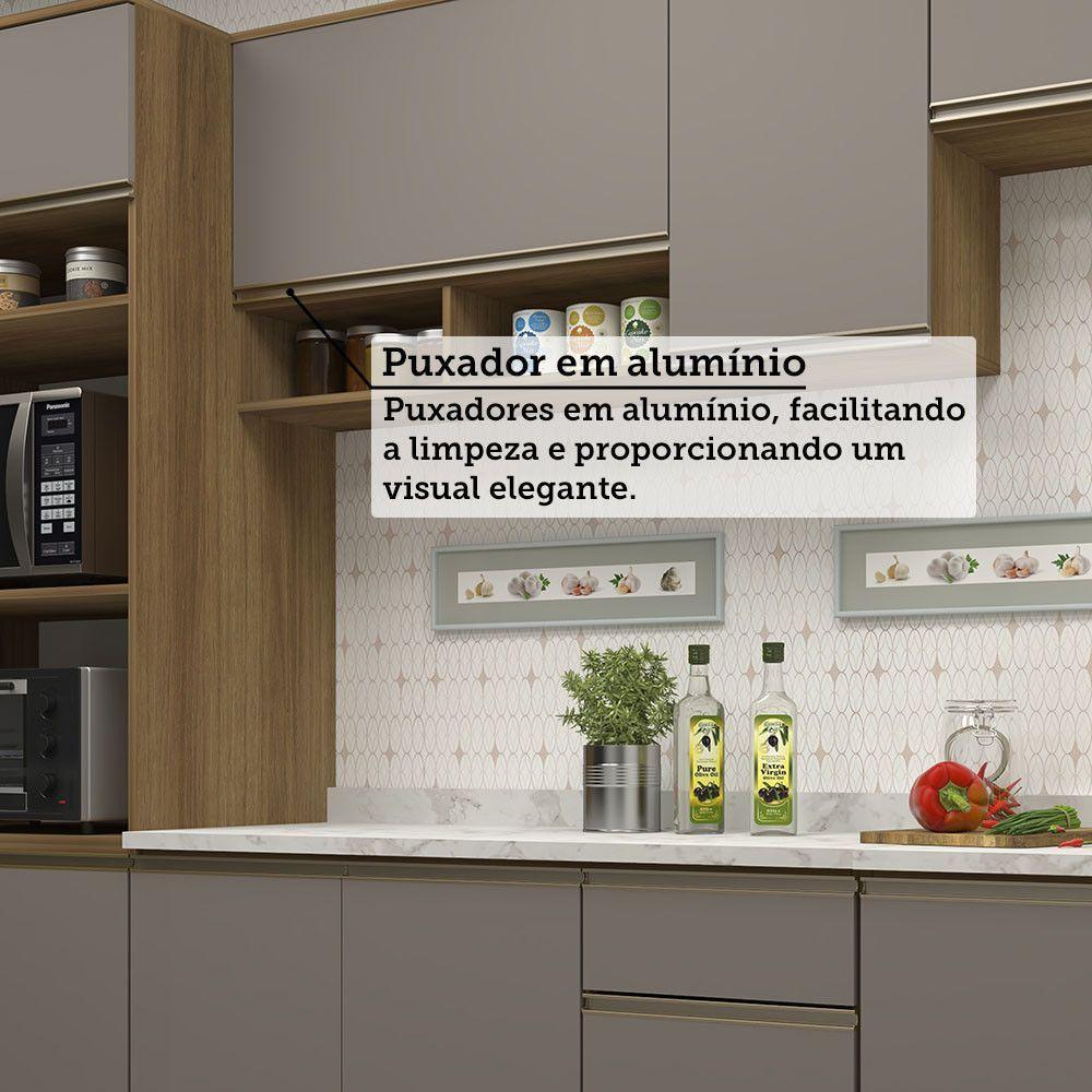 Cozinha Modulada Compacta 5 Peças Com Tampo E Espaço Para Fo Avelã/fumê - 7