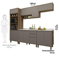 Cozinha Modulada Compacta 5 Peças Com Tampo E Espaço Para Fo Avelã/fumê - 2