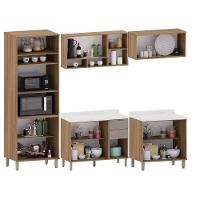 Cozinha Modulada Compacta 5 Peças Com Tampo E Espaço Para Fo Avelã/fumê - 3