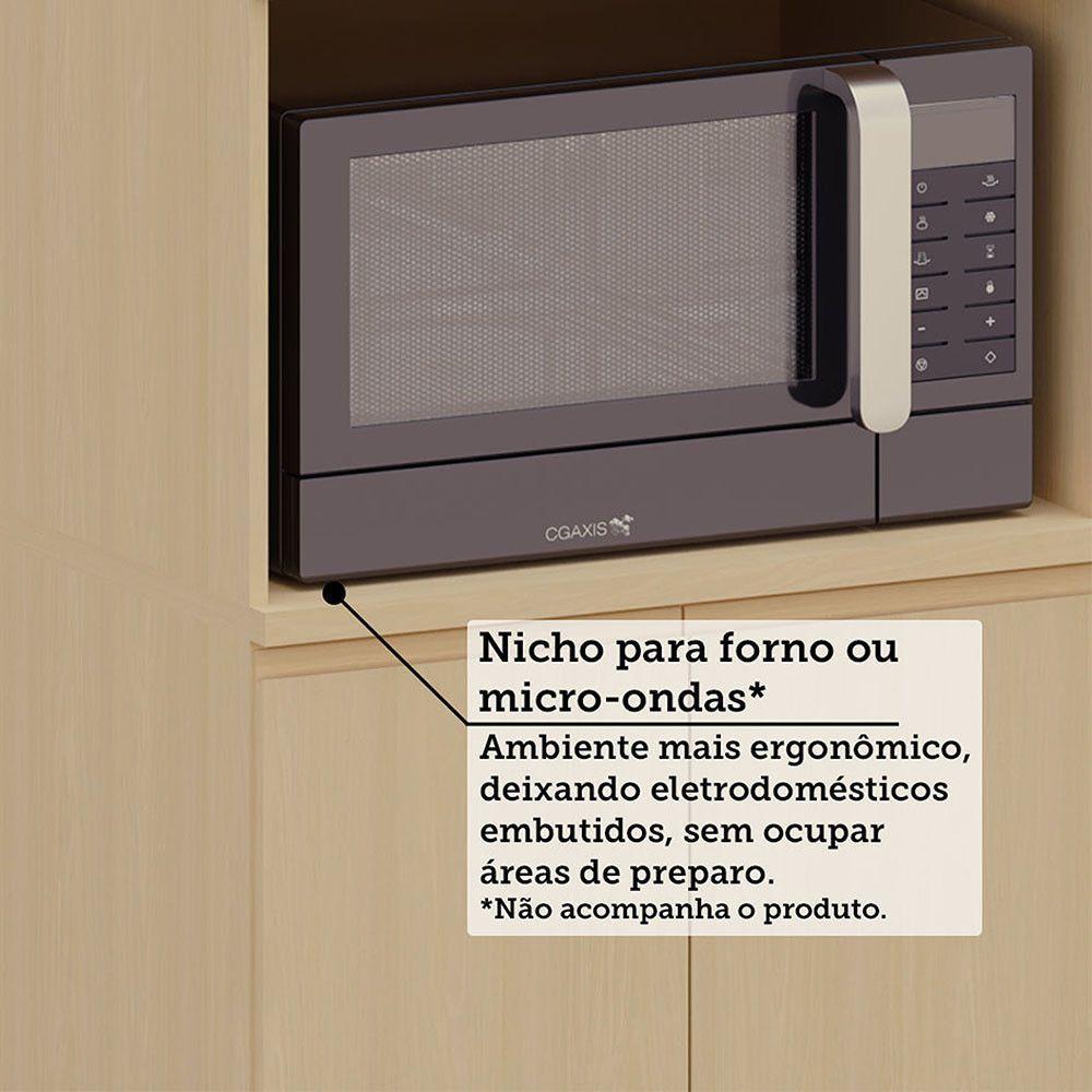 Paneleiro 100% Mdf 4 Portas 70cm Aura Luciane Móveis Carvalho - 6