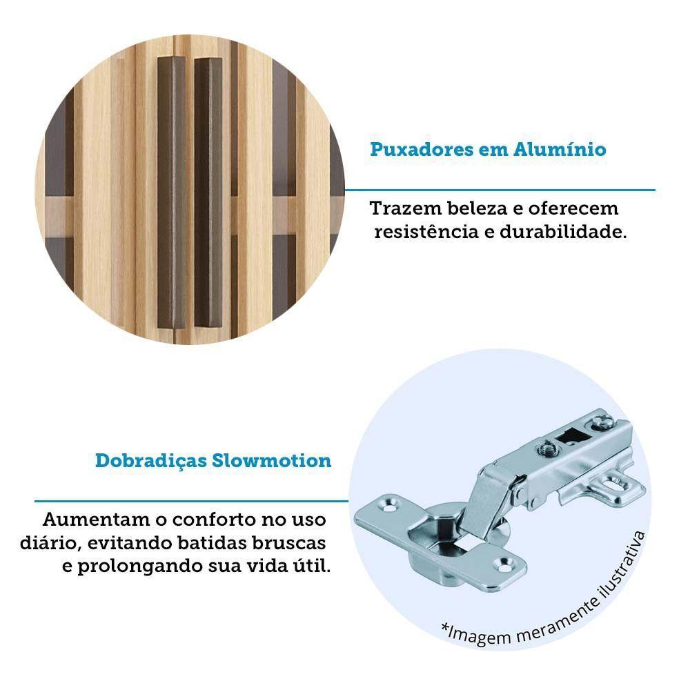 Paneleiro 100% Mdf 4 Portas 70cm Aura Luciane Móveis Carvalho - 9