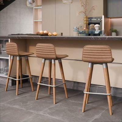 Kit 3 Meia Banquetas Línea Em Madeira E Aço Reforçadas Champanhe - Terracota