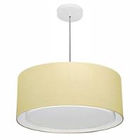 Lustre Pendente Cilíndrico Duplo Vivare Md-4294 Cúpula Em Tecido 50x25cm - Bivolt Algodão-crú 127/220v - 1