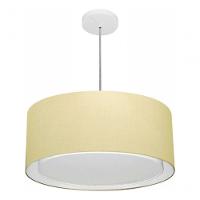 Lustre Pendente Cilíndrico Duplo Vivare Md-4294 Cúpula Em Tecido 50x25cm - Bivolt Algodão-crú 127/220v - 3