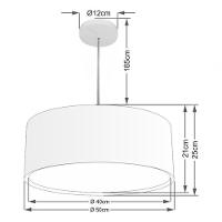 Lustre Pendente Cilíndrico Duplo Vivare Md-4294 Cúpula Em Tecido 50x25cm - Bivolt Algodão-crú 127/220v - 4