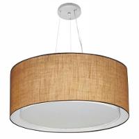 Lustre Pendente Cilíndrico Duplo Vivare Md-4302 Cúpula Em Tecido 60x30cm - Bivolt Palha 127/220v - 1