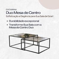 Mesa De Centro Industrial Moderna Atemporal Duo Catarina Preto E Tampo De Vidro - 3