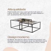 Mesa De Centro Industrial Moderna Atemporal Duo Catarina Preto E Tampo De Vidro - 6