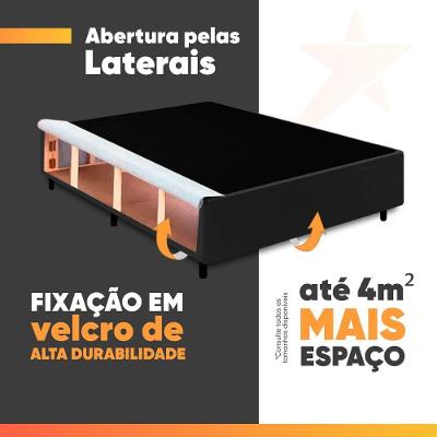 Cama Box Baú Queen Gazin Colchão Com Molas Ensacadas 158x198x78cm Tower Branco / Preto