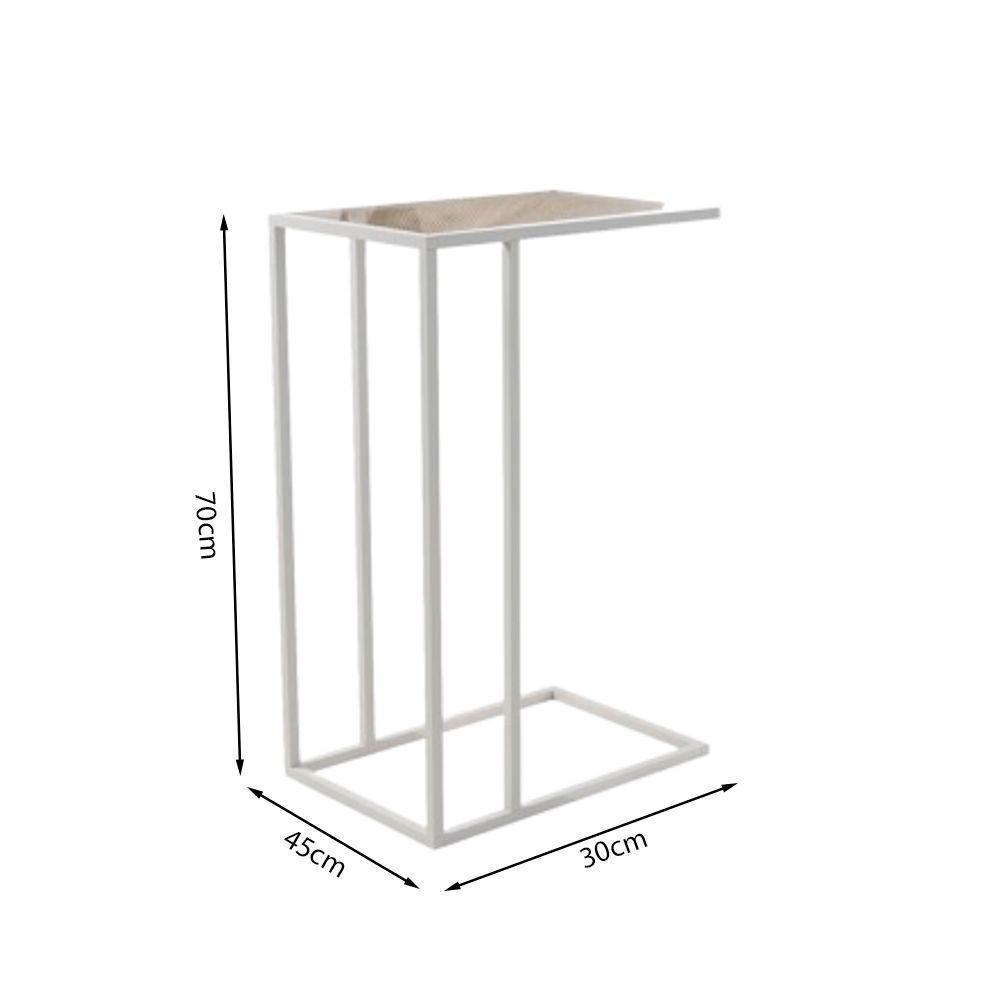 Mesa De Apoio Industrial Elena Industrial Branco Com Tampo De Vidro - 4