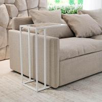 Mesa De Apoio Industrial Elena Industrial Branco Com Tampo De Vidro - 1