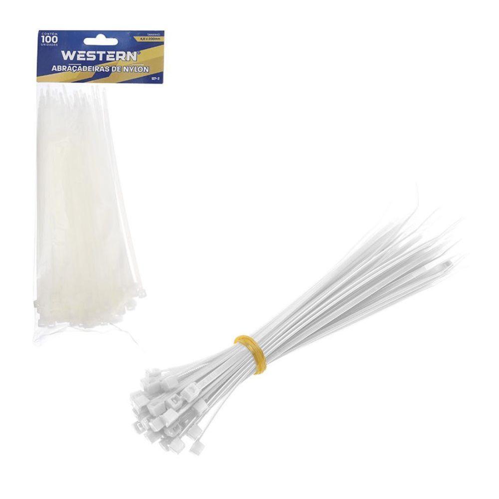 Abracadeira De Nylon Western 4,8 X 20cm Com 100 Unidades Branco - 4