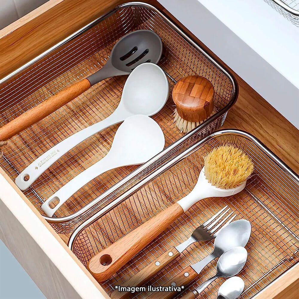 Fruteira Multiuso Em Inox Com Tela - 22x30cm Para Mesa - 6