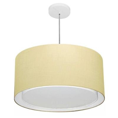 Lustre Pendente Cilíndrico Duplo Vivare Md-4295 Cúpula Em Tecido 50x30cm - Bivolt Algodão-crú 127/220v