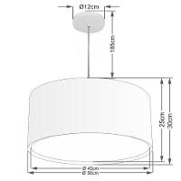 Lustre Pendente Cilíndrico Duplo Vivare Md-4295 Cúpula Em Tecido 50x30cm - Bivolt Algodão-crú 127/220v - 2
