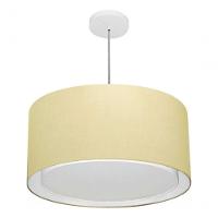 Lustre Pendente Cilíndrico Duplo Vivare Md-4295 Cúpula Em Tecido 50x30cm - Bivolt Algodão-crú 127/220v - 3