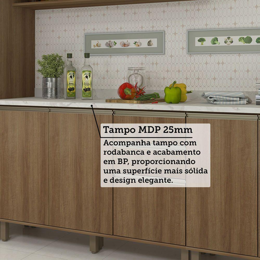 Cozinha Modulada Compacta 5 Peças Com Tampo E Espaço Para Fo Avelã/avelã - 5