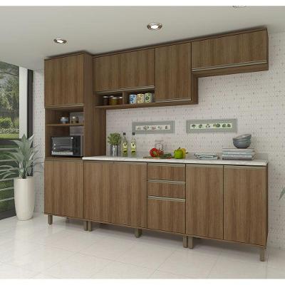 Cozinha Modulada Compacta 5 Peças Com Tampo E Espaço Para Fo Avelã/avelã