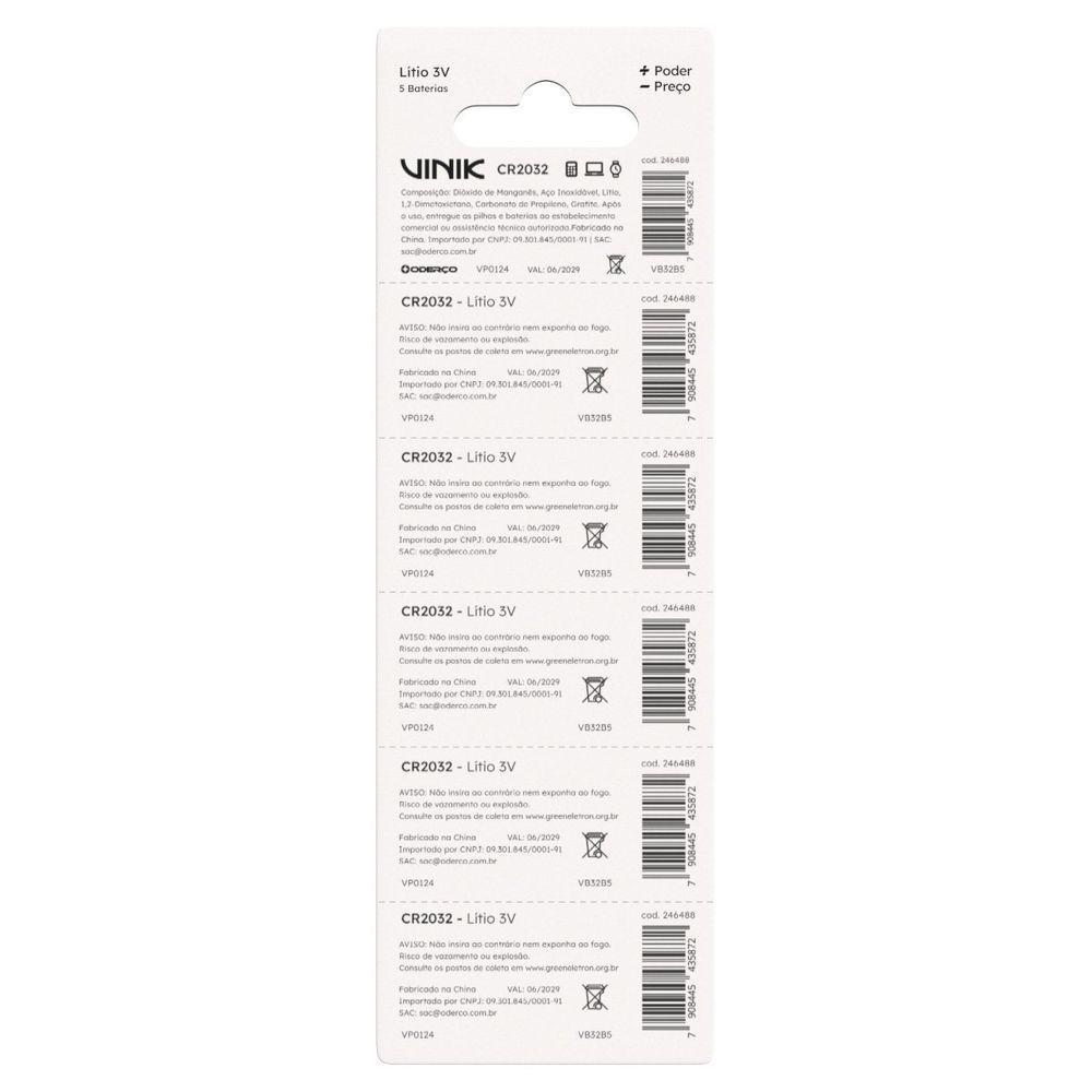 Bateria De Lítio Cr2032 C-5 3v - Vb32b5 - 3
