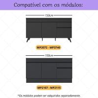 Kit 4 Puxadores Com 6 Pés Palito Retrô Para Balcão Cozinha 150cm Veneza Multimóveis Mp2312 Preto Preto - 2