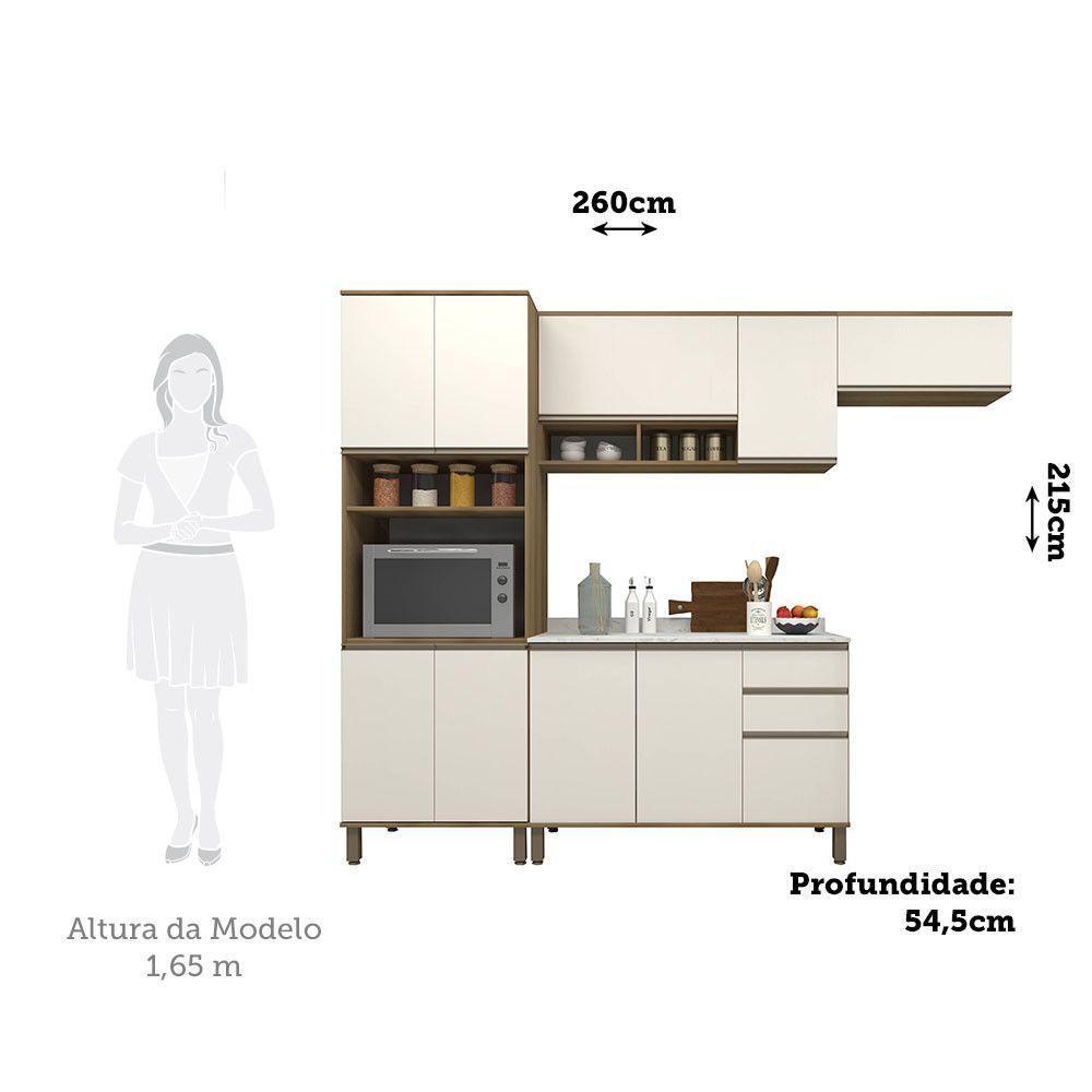Cozinha Modulada Compacta 4 Peças Com Tampo E Espaço Para Avelã/areia - 2