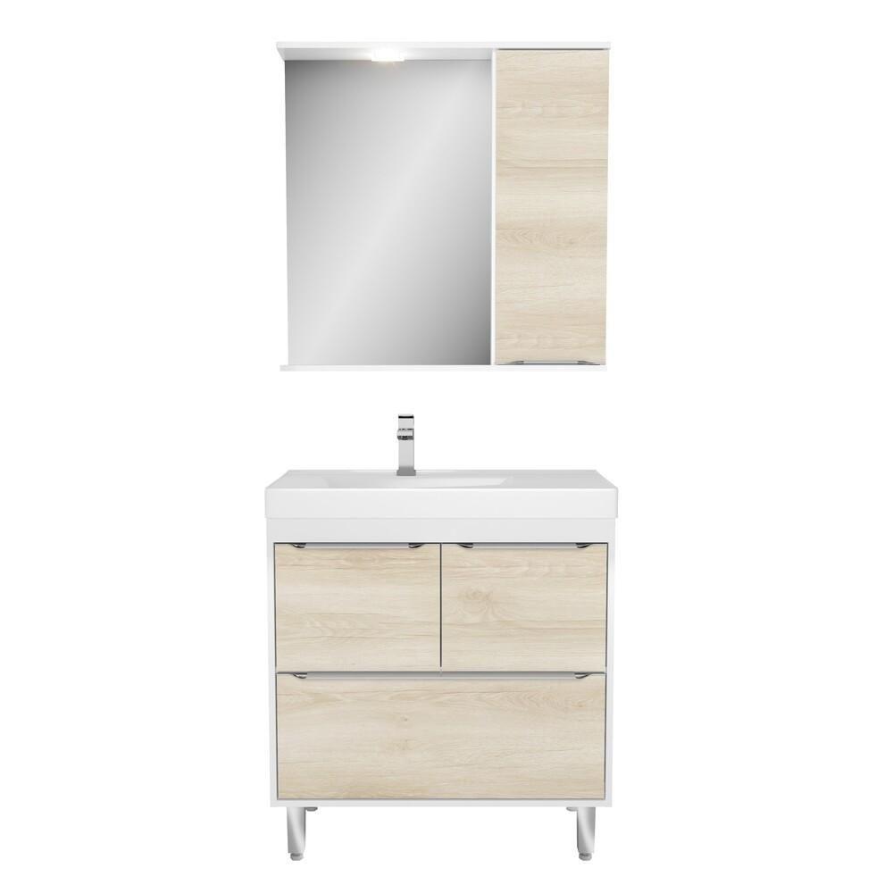 Gabinete Banheiro com Cuba e Espelheira Multimóveis CR10061 Branco/Legno Crema - 4