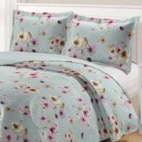 Kit Cobre Leito Colcha Daily Queen 3 Peças Dupla Face Estampado - Floral 55 - 100% Poliéster - 2