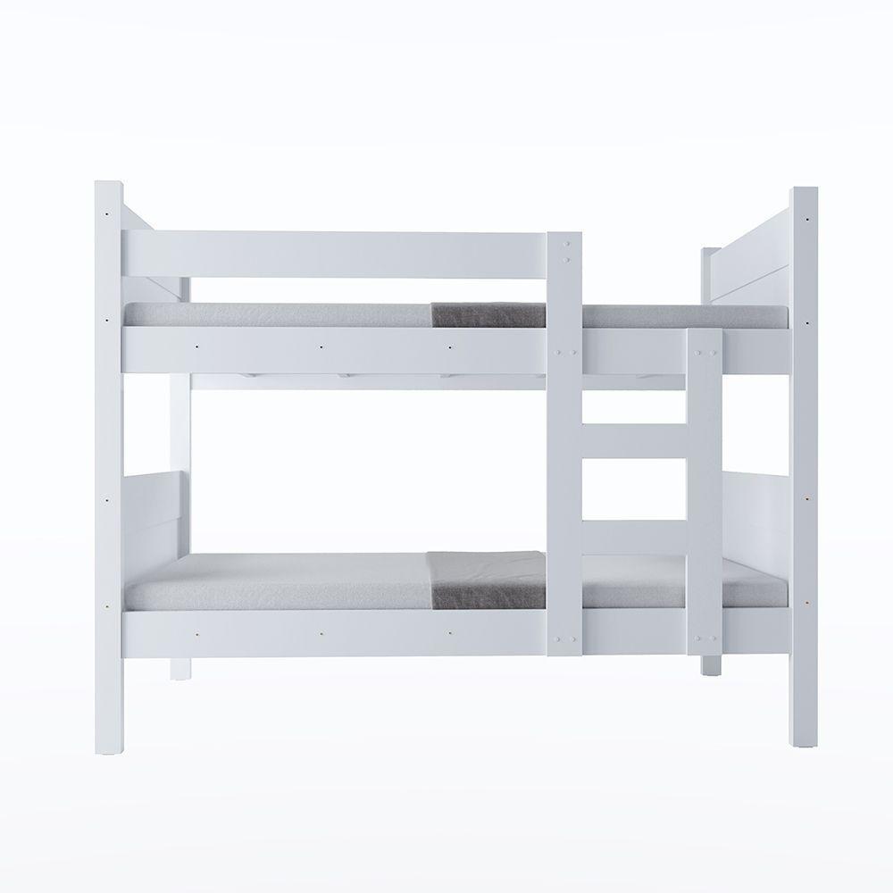 Beliche Resistente Fortaleza Em Mdf Vira 2 Camas Solteiro Branco Com 2 Colchões - 5