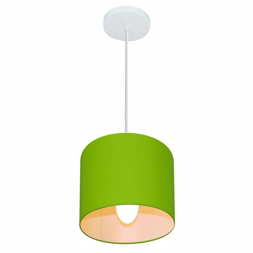 Lustre Pendente Cilíndrico Free Lux Para Mesa De Jantar, Sala, Quarto, Churrasqueira E Balcão. Verde-limão Tam: 18x18cm - 1